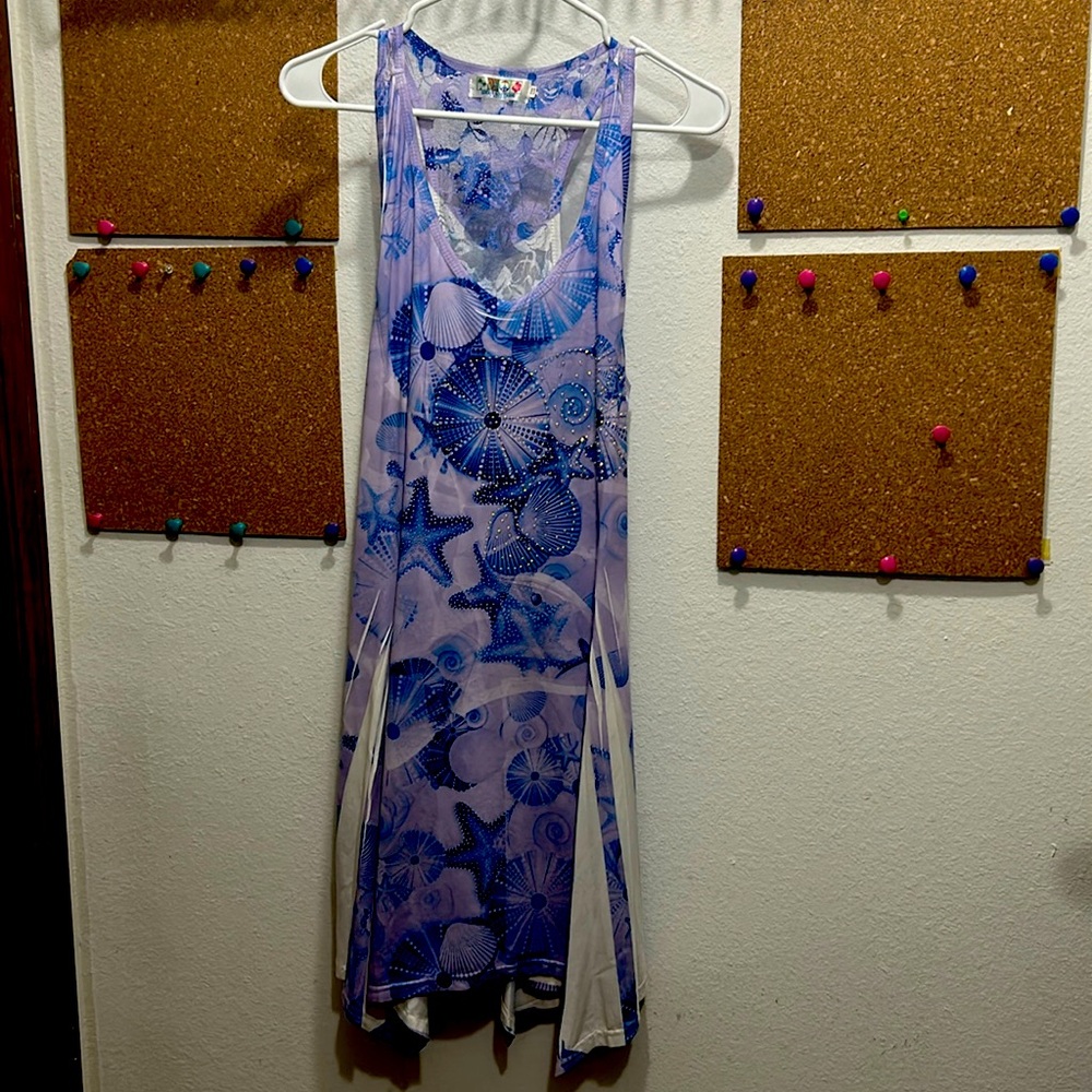 India Boutique Coastal Dream Royal Blue and Lavender Razorback Dress - One Size